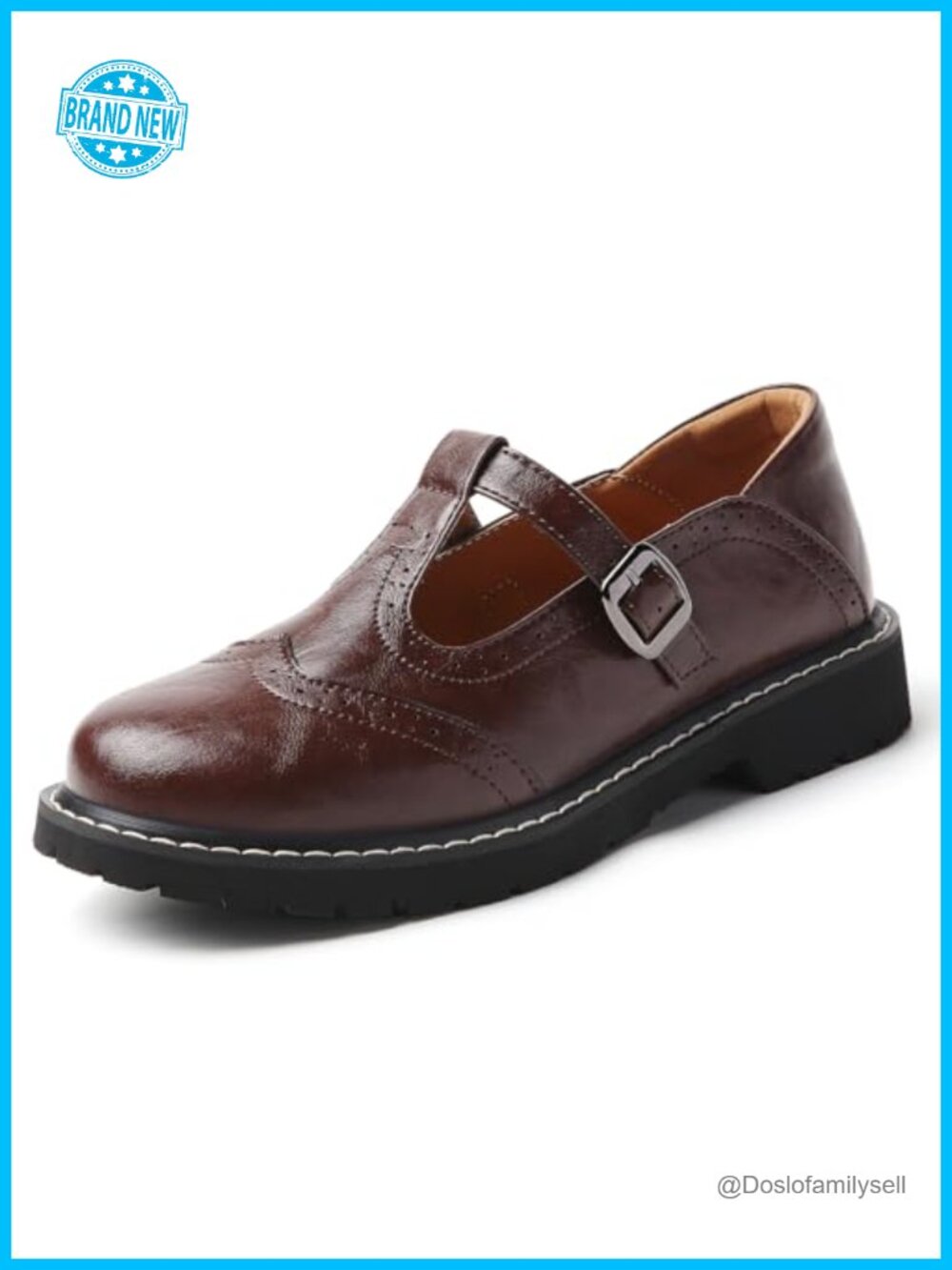 Women's Faux Leather T-Strap Mary Jane Platform Oxfords Buckle Dress Shoes